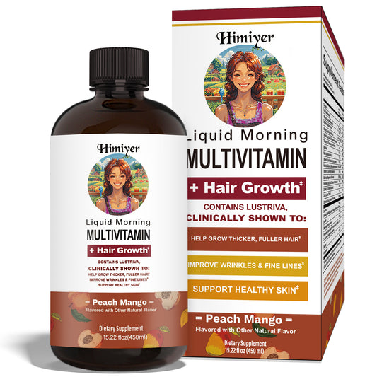 Liquid Morning Multivitamin + Hair Growth – Peach Mango Flavor (15.22 fl oz)