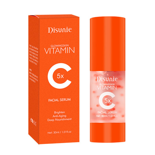 Vit C Face Serum with hyaluronic acid, antioxidants, and collagen.